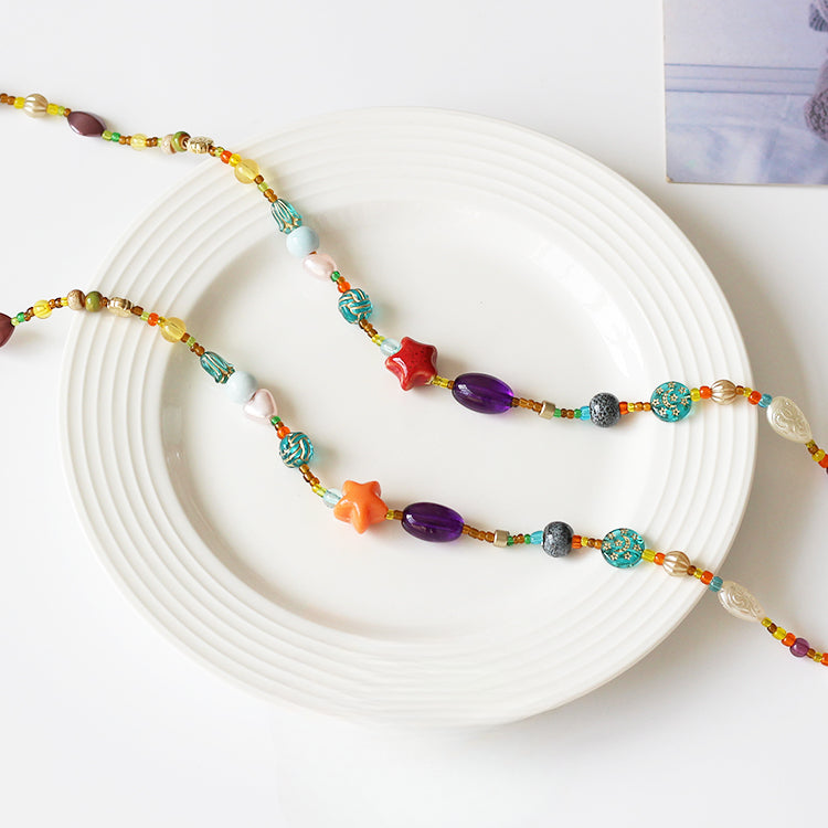 Colorful Dopamine Necklace - Beaded Ethnic Vacation Style Women's Trendy Necklace