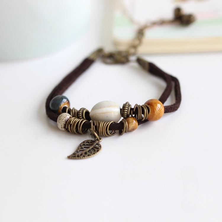 Handmade Boho Beaded Bracelet Chic Ceramic Girlfriend Gift