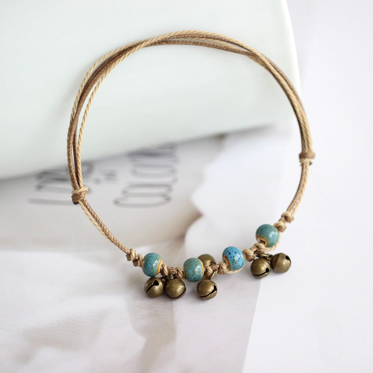 Handmade Ceramic Anklet - Boho Chic Foot Jewelry