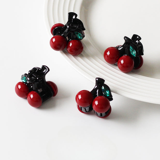 Cherry Small Claw Clip for Women, 2024 New High-end Hair Clip, Back-of-the-head Clip for Half-up Hairstyles with Thin Hair