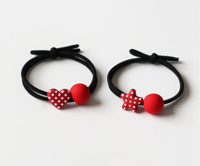Red Wave Hair Tie - Korean Cute Girl's Elastic Band, Trendy Elastic for Women's Hair Ties and Children's Hair Accessories