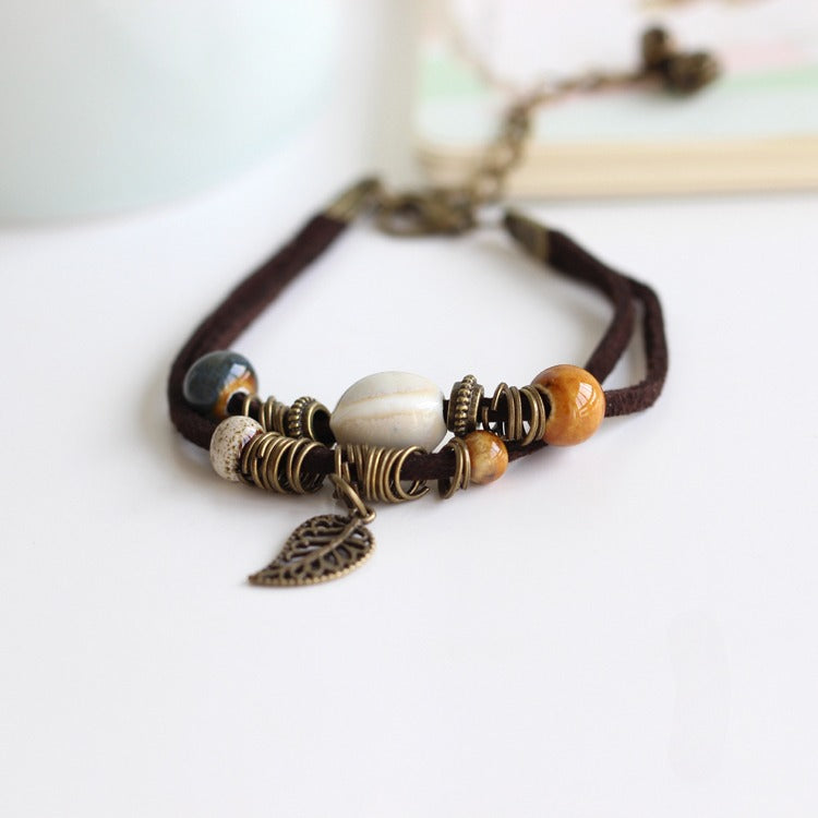 Handmade Boho Beaded Bracelet Chic Ceramic Girlfriend Gift
