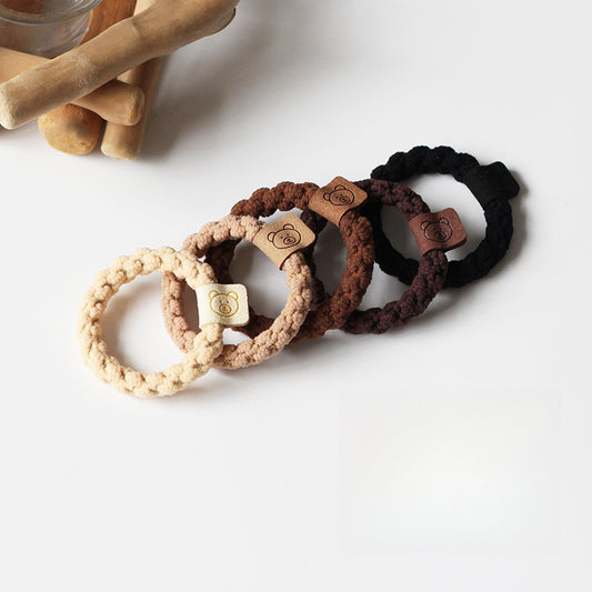 Brown small hair tie for women, trendy hairband for ponytails, high elasticity thick hair loop