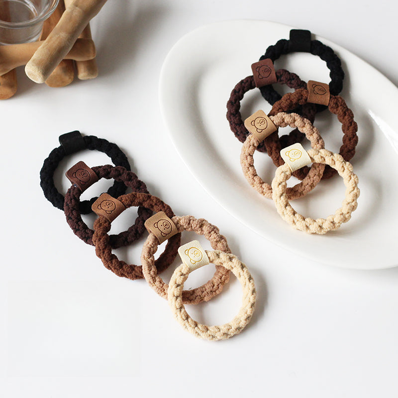 Brown small hair tie for women, trendy hairband for ponytails, high elasticity thick hair loop