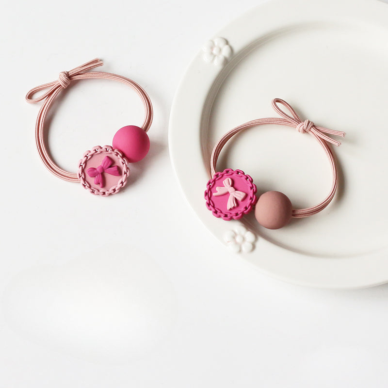 Round Beaded Barbie Pink Hair Ties - 2024 New Elastic Bands, Cute Minimalist Hair Ties for Women's Hair Accessories