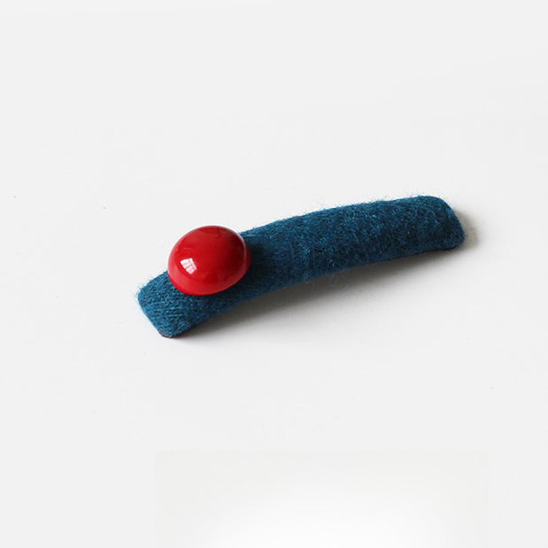 Red Bead Contrasting Hair Clip, Niche Blue Side Hair Accessory for Women