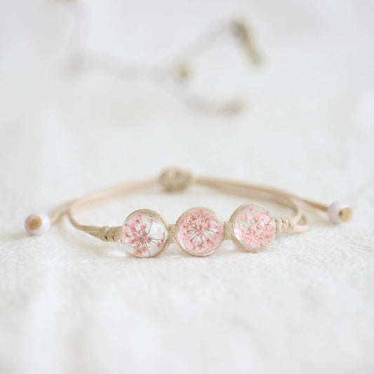 Bohemian Glass Flower Bracelet - Lace-Embellished Floral Charm Jewelry for Couples