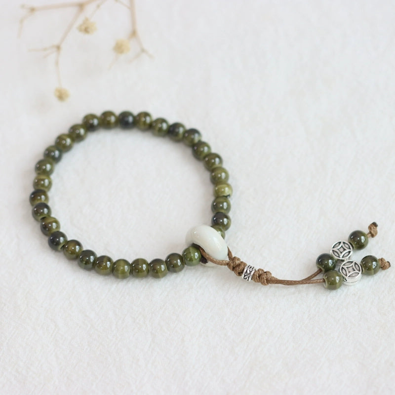 Ethnic Ceramic Beaded Bracelet - Handmade Porcelain Jewelry