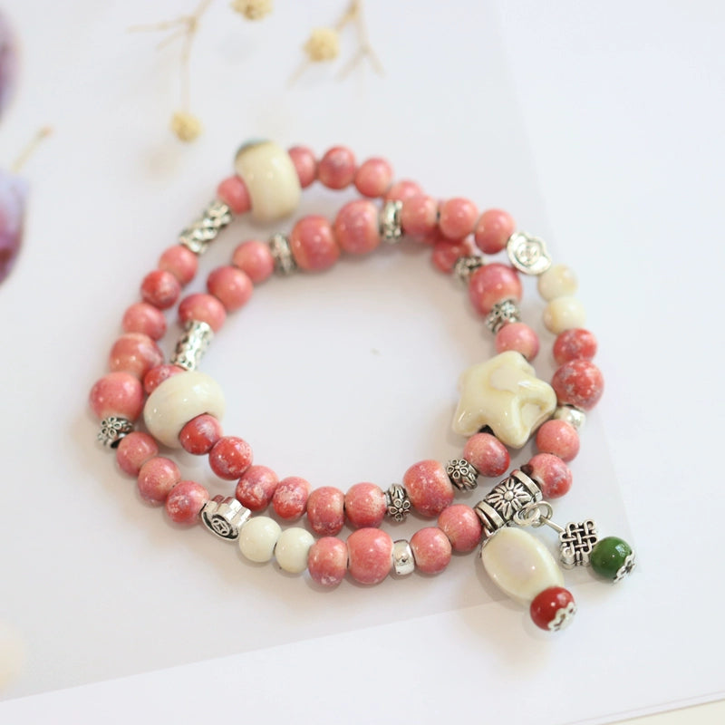 Double-Layer Ethnic Ceramic Bracelet - Versatile Jewelry