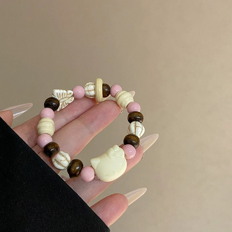Porcelain Bead Bracelet - A Cute and Sweet Accessory, Featuring a Retro and Instagrammable Style, Perfect for Couples.