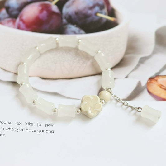 Bamboo-Joint Glass Bracelet - Ceramic Beaded Jewelry