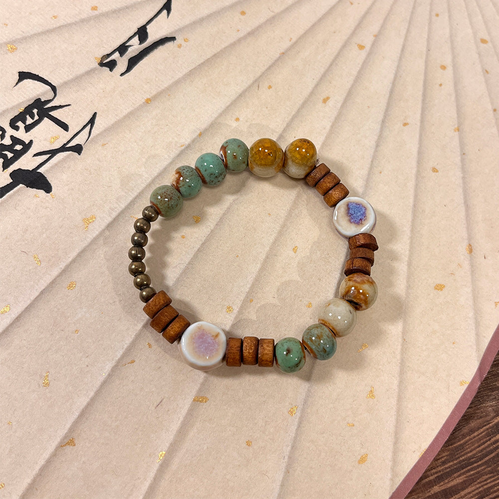 Elegance and Zen Porcelain Bead Bracelet for Women - A High-Aesthetic, Student-Friendly Accessory with Traditional Chinese Charm