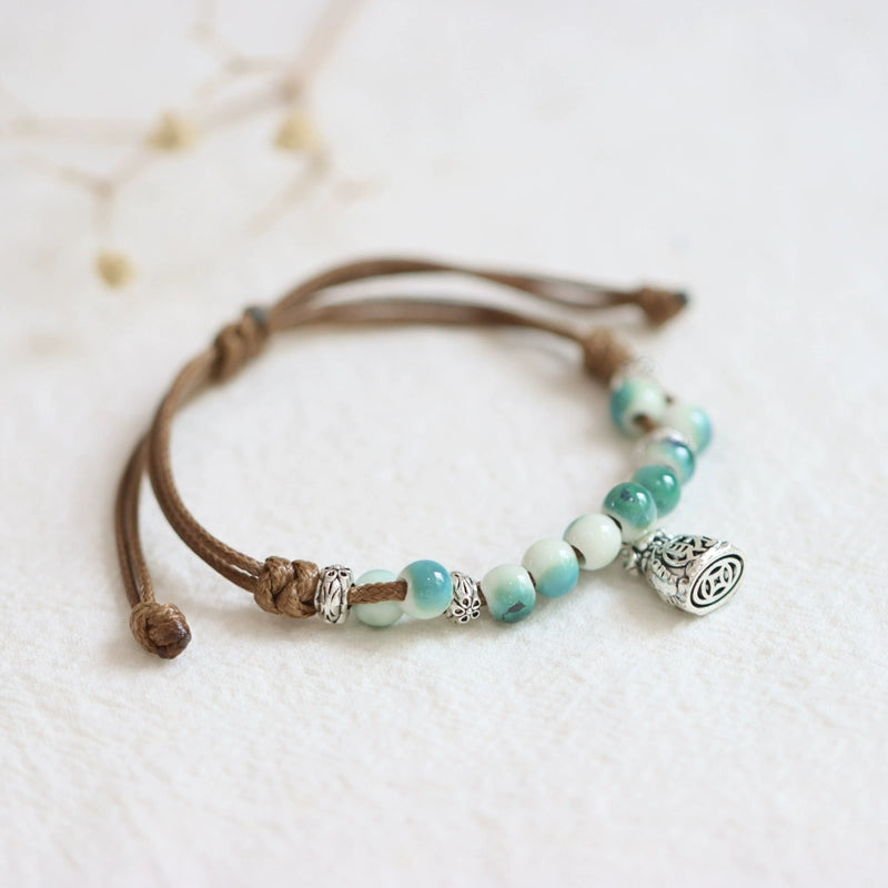 Oriental Butterfly Bracelet - Handcrafted Porcelain Charms