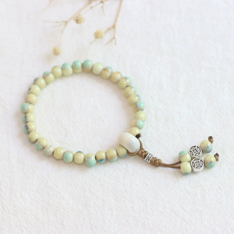 Ethnic Ceramic Beaded Bracelet - Handmade Porcelain Jewelry