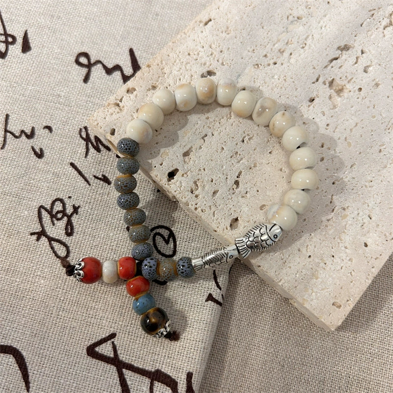 Four-color Porcelain Aura Bracelet for Women - The New Arrival of Trendy Elastic Rope Accessory.