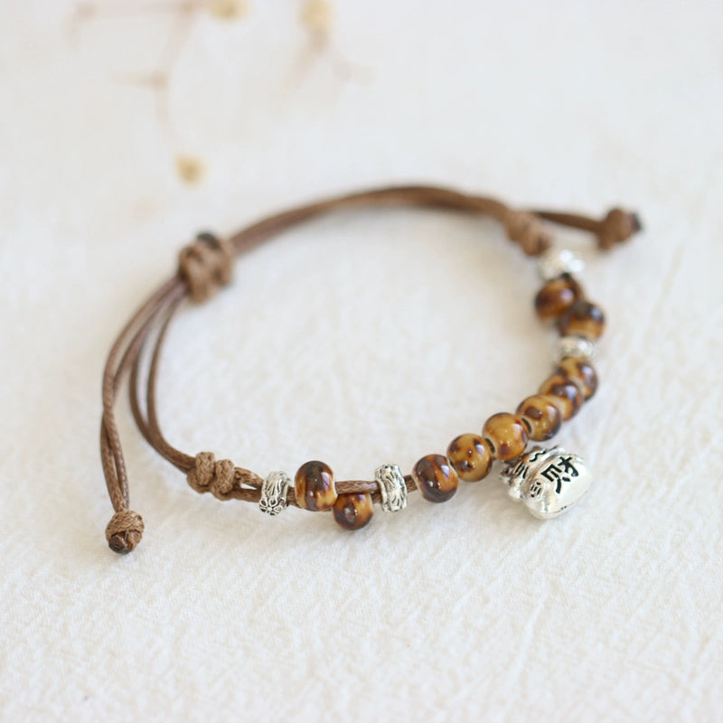 Oriental Butterfly Bracelet - Handcrafted Porcelain Charms