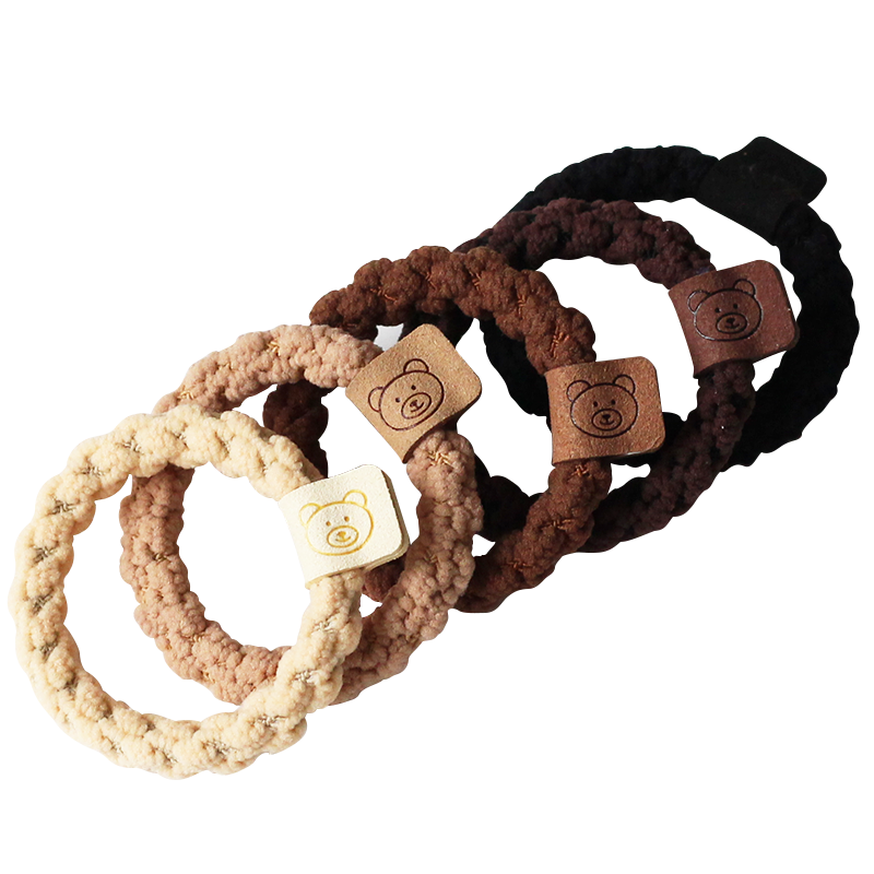 Brown small hair tie for women, trendy hairband for ponytails, high elasticity thick hair loop
