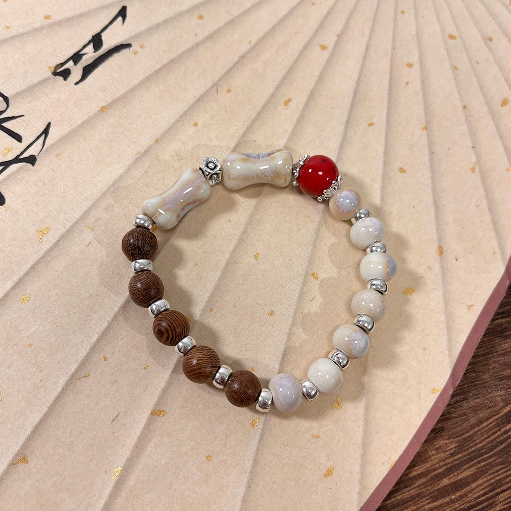 Porcelain Bead Bracelet for Women - An Ethnic-style, Versatile, and Fashionable Elastic Rope Accessory