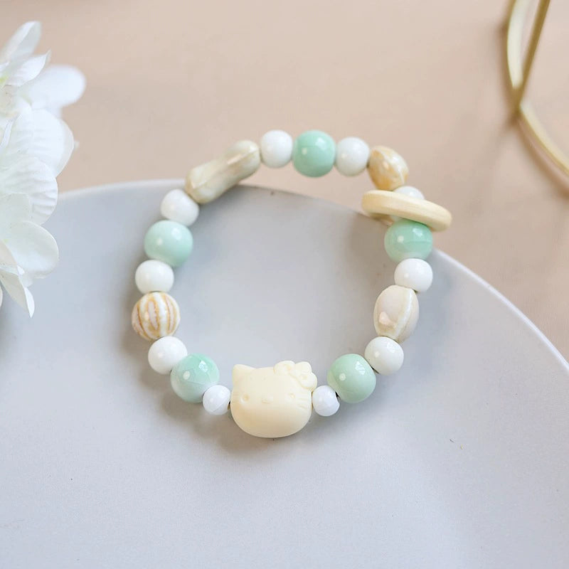 Porcelain Bead Bracelet - A Cute and Sweet Accessory, Featuring a Retro and Instagrammable Style, Perfect for Couples.