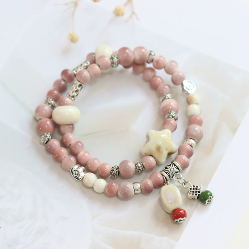 Double-Layer Ethnic Ceramic Bracelet - Versatile Jewelry