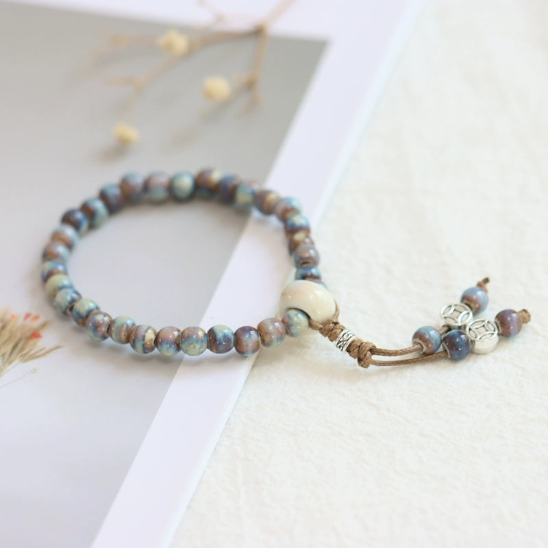 Ethnic Ceramic Beaded Bracelet - Handmade Porcelain Jewelry