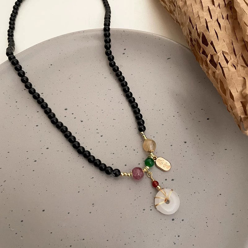 Garnet Peace Knot Bracelet for Women - Unique Vintage Design, Matching BFF Necklace