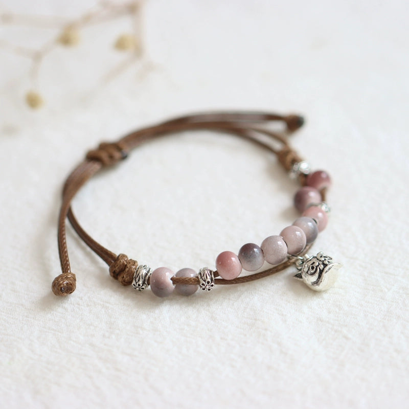 Oriental Butterfly Bracelet - Handcrafted Porcelain Charms