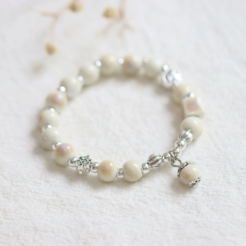 Ceramic Beaded Bracelet - Minimalist Bohemian Jewelry