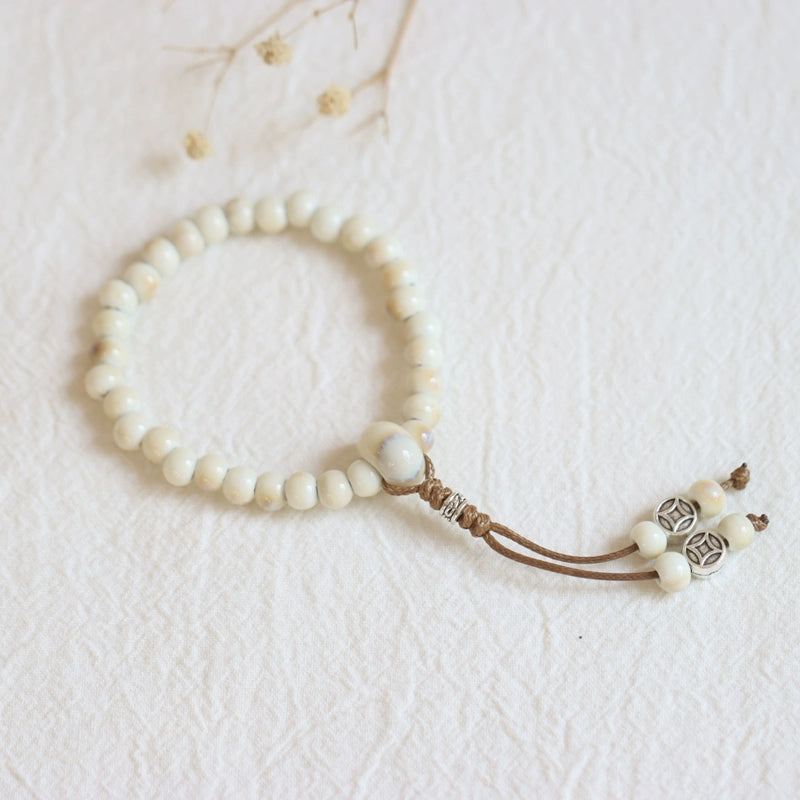 Ethnic Ceramic Beaded Bracelet - Handmade Porcelain Jewelry