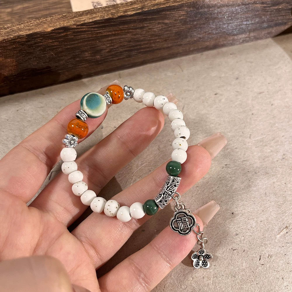 Retro Porcelain Bead Bracelet for Women - A New Chinese-style Natural Stone Accessory