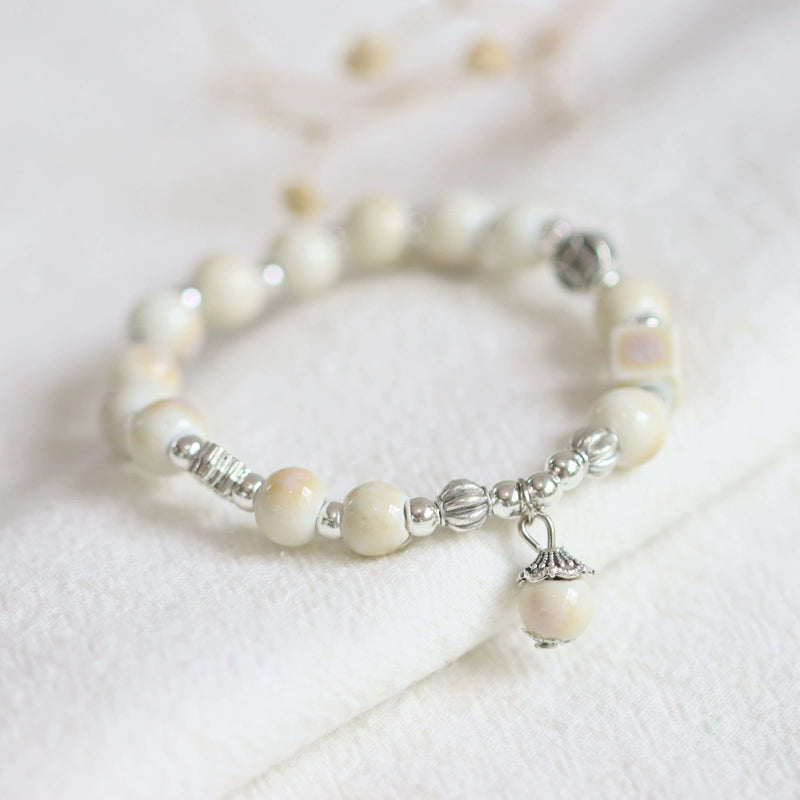 Ceramic Beaded Bracelet - Minimalist Bohemian Jewelry