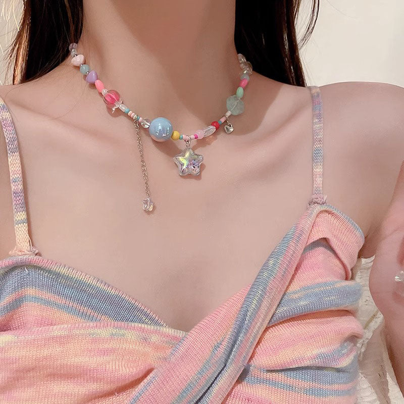 Candy-colored Necklace for Women - The New Summer Arrival of a Girlish Multicolored Bead Necklace