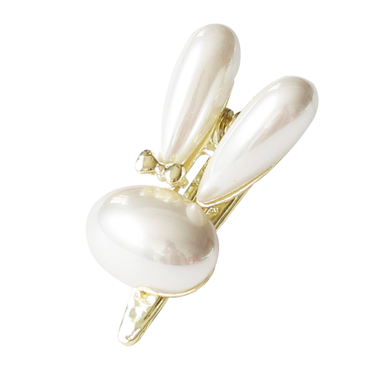 Faux Pearl Bunny Hair Clip Trendy Elegant Side Cute Hair Accessory