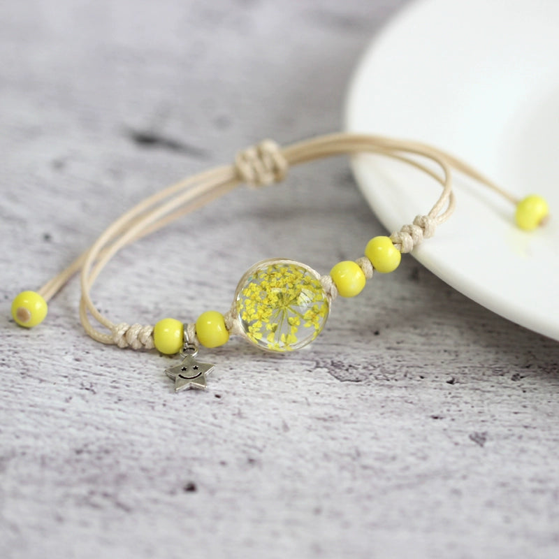 Glass Terrarium Bracelet - Preserved Flower Jewelry