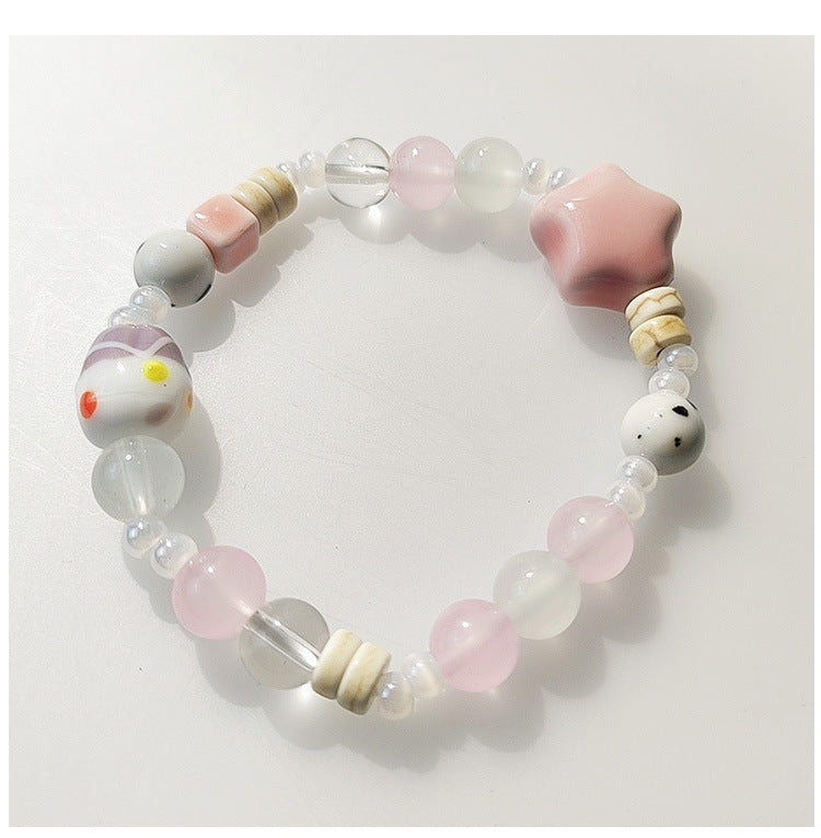 Dopamine-inspired Multicolored Porcelain Bead Bracelet for Women - A Sweet, and Versatile Accessory with a Unique Charm