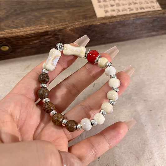 Porcelain Bead Bracelet for Women - An Ethnic-style, Versatile, and Fashionable Elastic Rope Accessory
