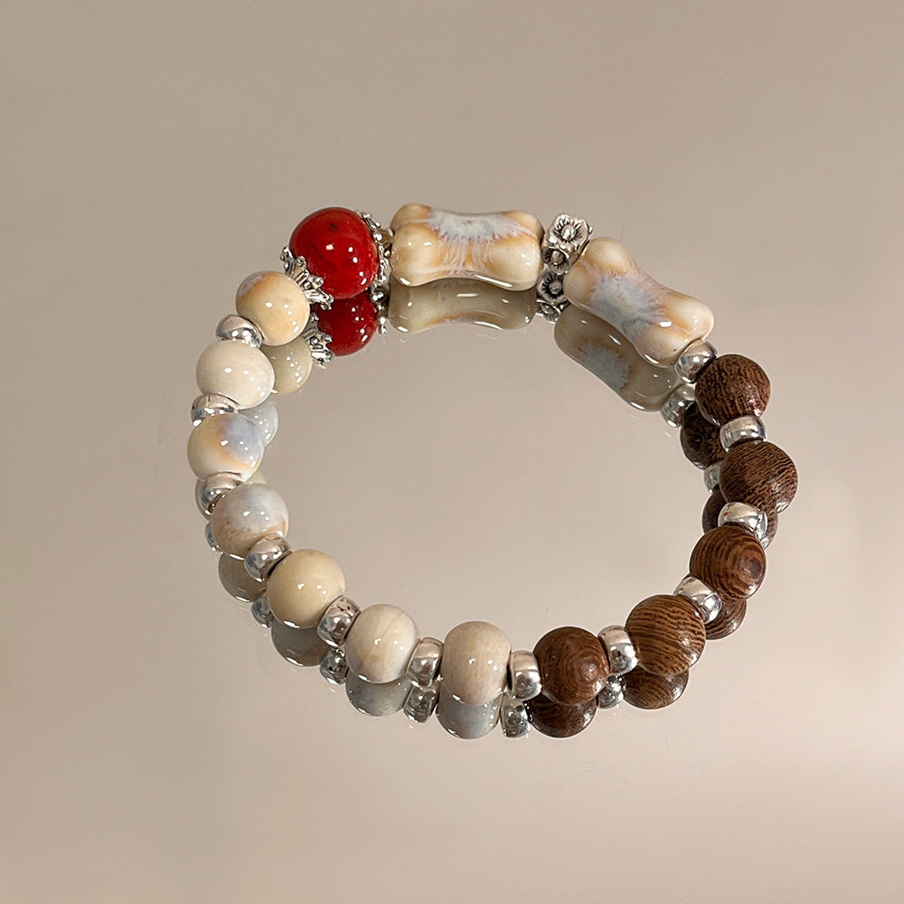 Porcelain Bead Bracelet for Women - An Ethnic-style, Versatile, and Fashionable Elastic Rope Accessory