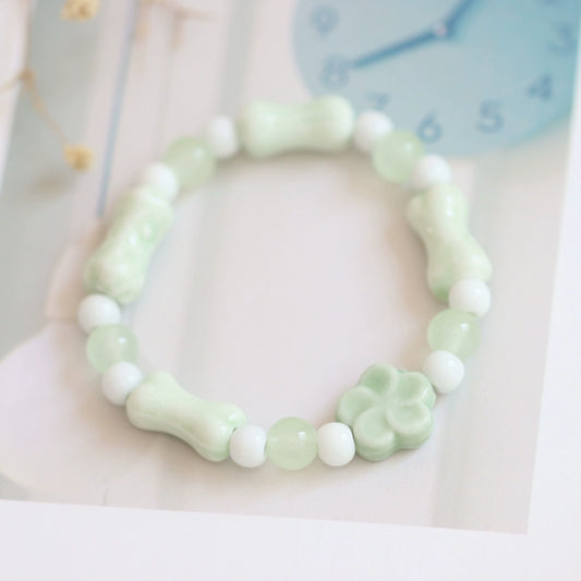 Minimalist Ceramic Beaded Bracelet - Natural Style Jewelry
