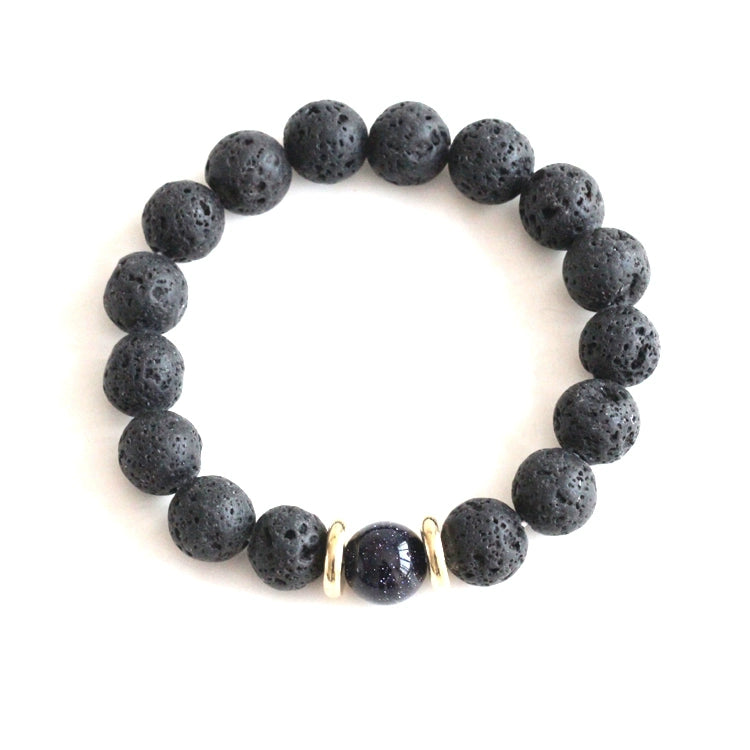 Volcanic Stone & Blue Sandstone Bracelet - Crystal Boho Couple Jewelry