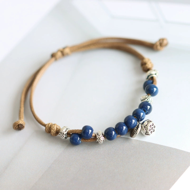 Oriental Butterfly Bracelet - Handcrafted Porcelain Charms