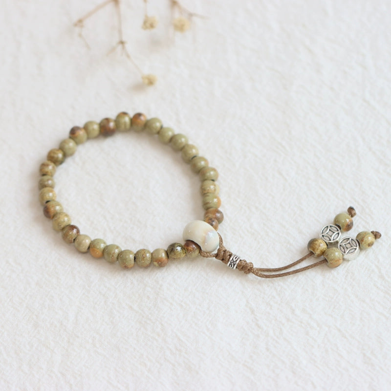 Ethnic Ceramic Beaded Bracelet - Handmade Porcelain Jewelry