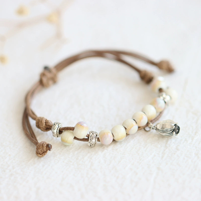 Oriental Butterfly Bracelet - Handcrafted Porcelain Charms
