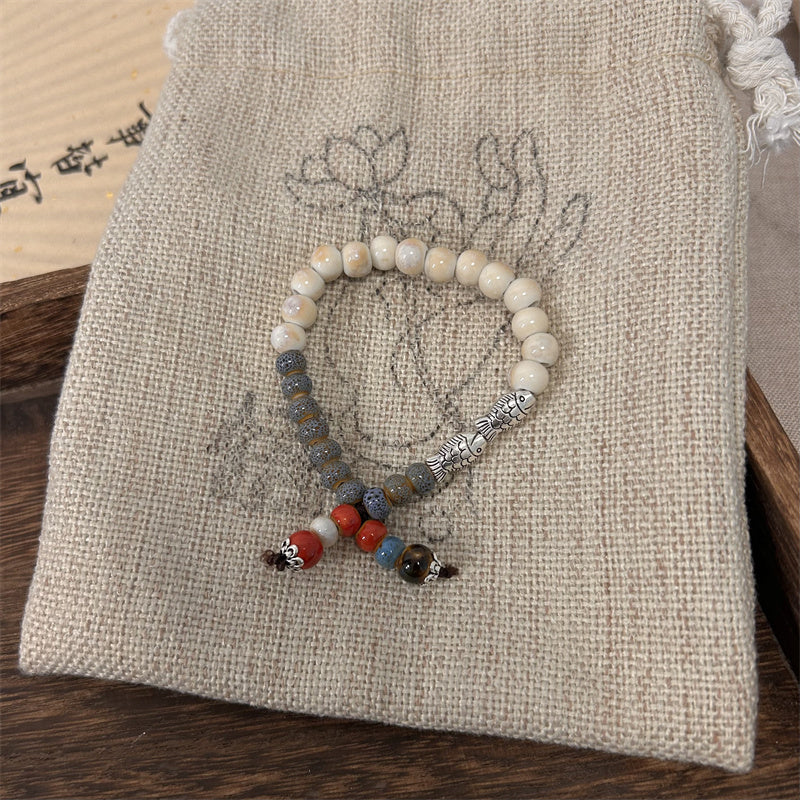 Four-color Porcelain Aura Bracelet for Women - The New Arrival of Trendy Elastic Rope Accessory.