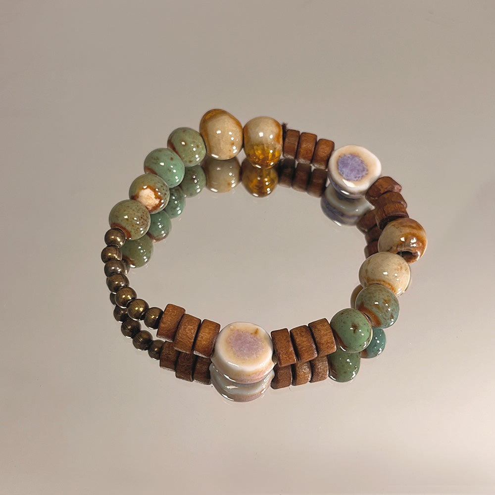 Elegance and Zen Porcelain Bead Bracelet for Women - A High-Aesthetic, Student-Friendly Accessory with Traditional Chinese Charm