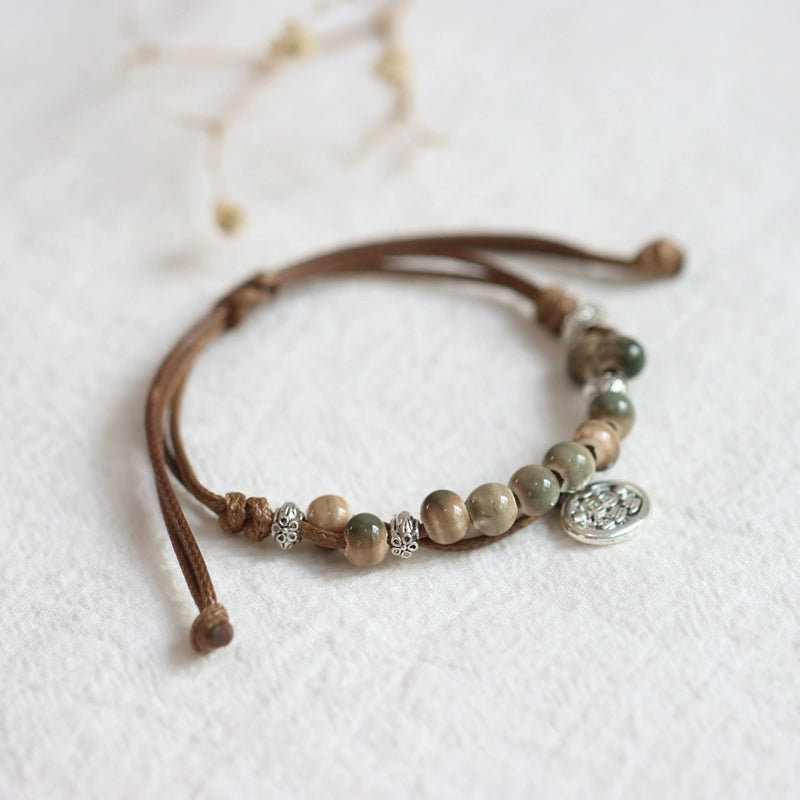 Oriental Butterfly Bracelet - Handcrafted Porcelain Charms
