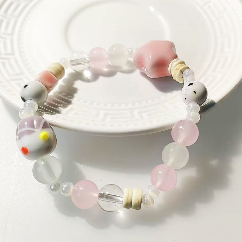 Dopamine-inspired Multicolored Porcelain Bead Bracelet for Women - A Sweet, and Versatile Accessory with a Unique Charm