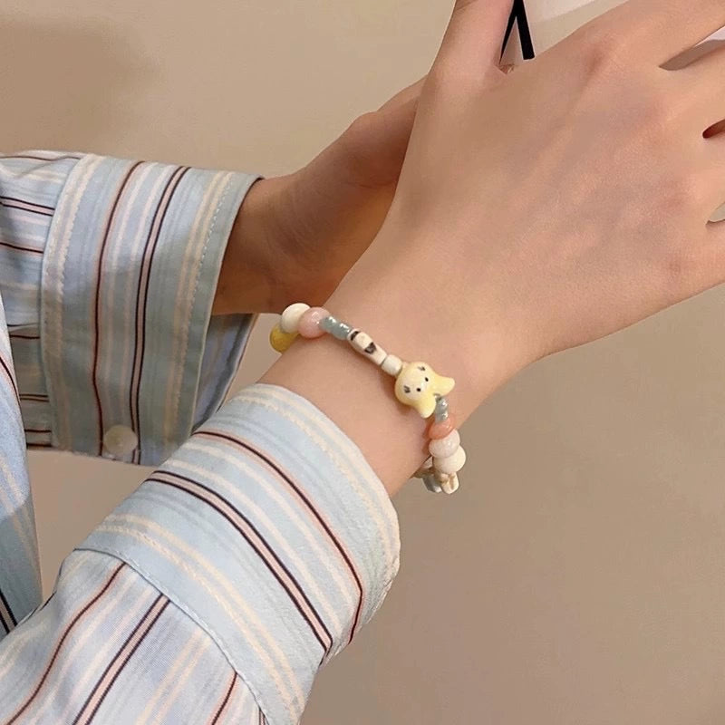 Dopamine-inspired Multicolored Porcelain Bead Bracelet for Women - A Sweet, and Versatile Accessory with a Unique Charm