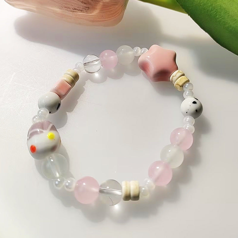 Dopamine-inspired Multicolored Porcelain Bead Bracelet for Women - A Sweet, and Versatile Accessory with a Unique Charm