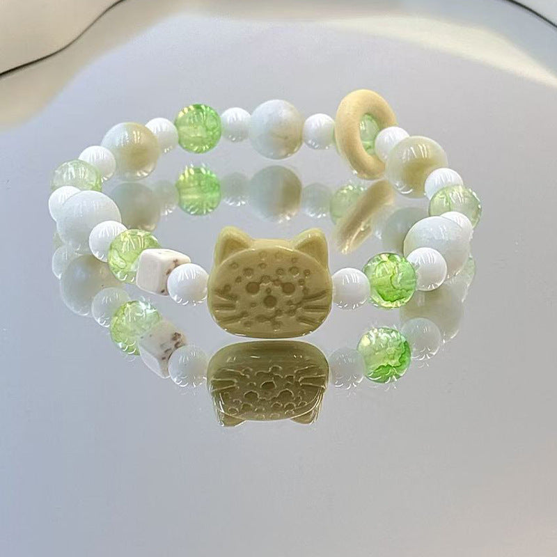 Porcelain Bead Bracelet - A Cute and Sweet Accessory, Featuring a Retro and Instagrammable Style, Perfect for Couples.