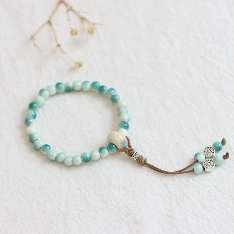 Ethnic Ceramic Beaded Bracelet - Handmade Porcelain Jewelry